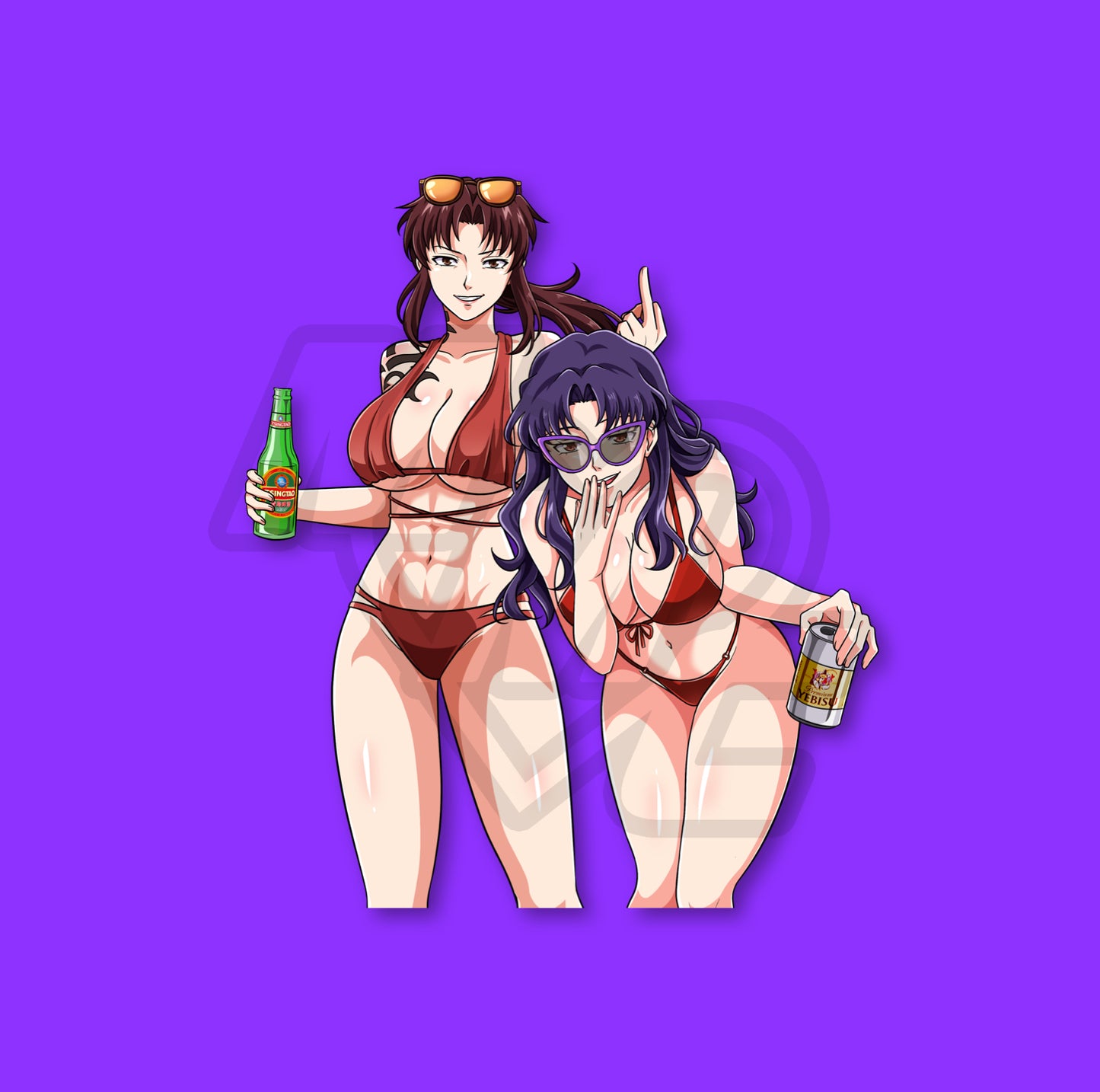 SUMMER CRUSH Revy/Misato Duo Kiss Cut Vinyl Sticker