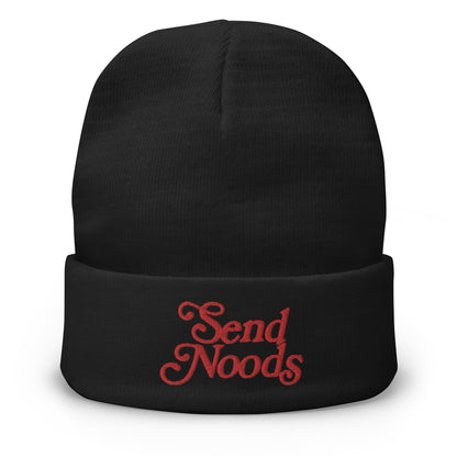 Red Send Noods Embroidered Beanie