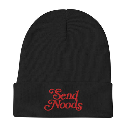 Red Send Noods Embroidered Beanie